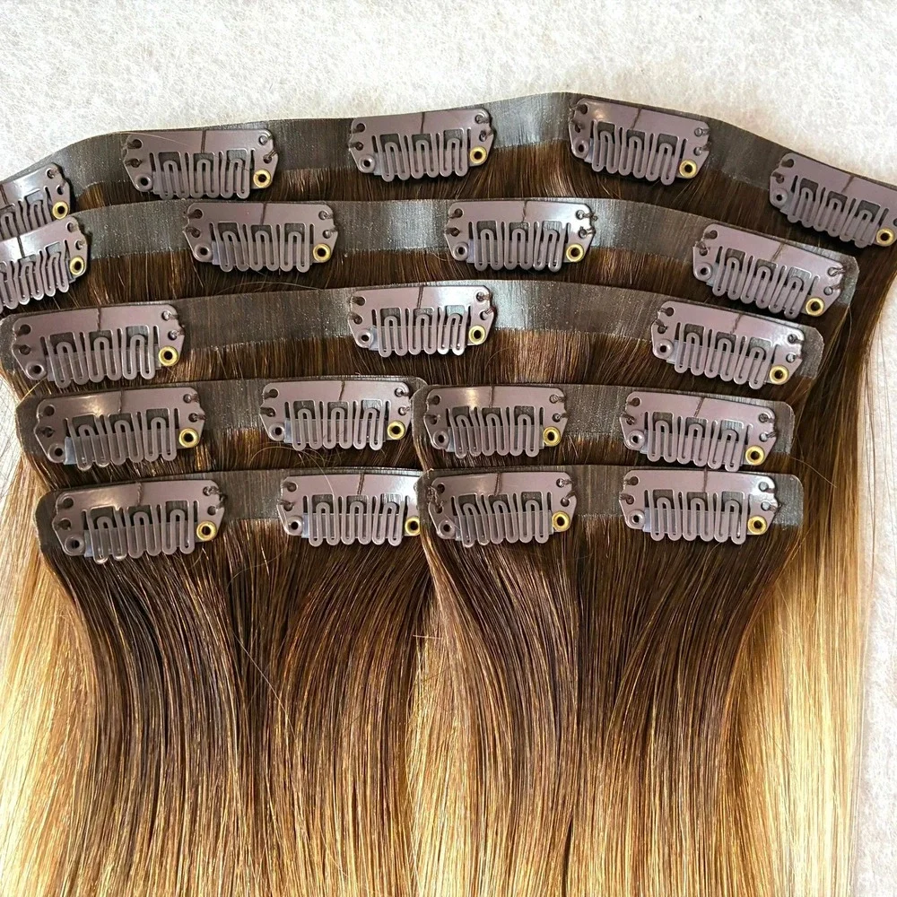Glam Seamless Invisi-Clip Hair Extensions Rooted #6/1001 7 Wefts 16